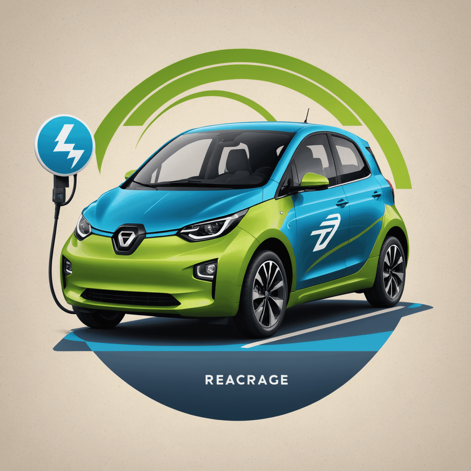 Recharge Road logo - A stylized electric vehicle charging station icon in green and blue