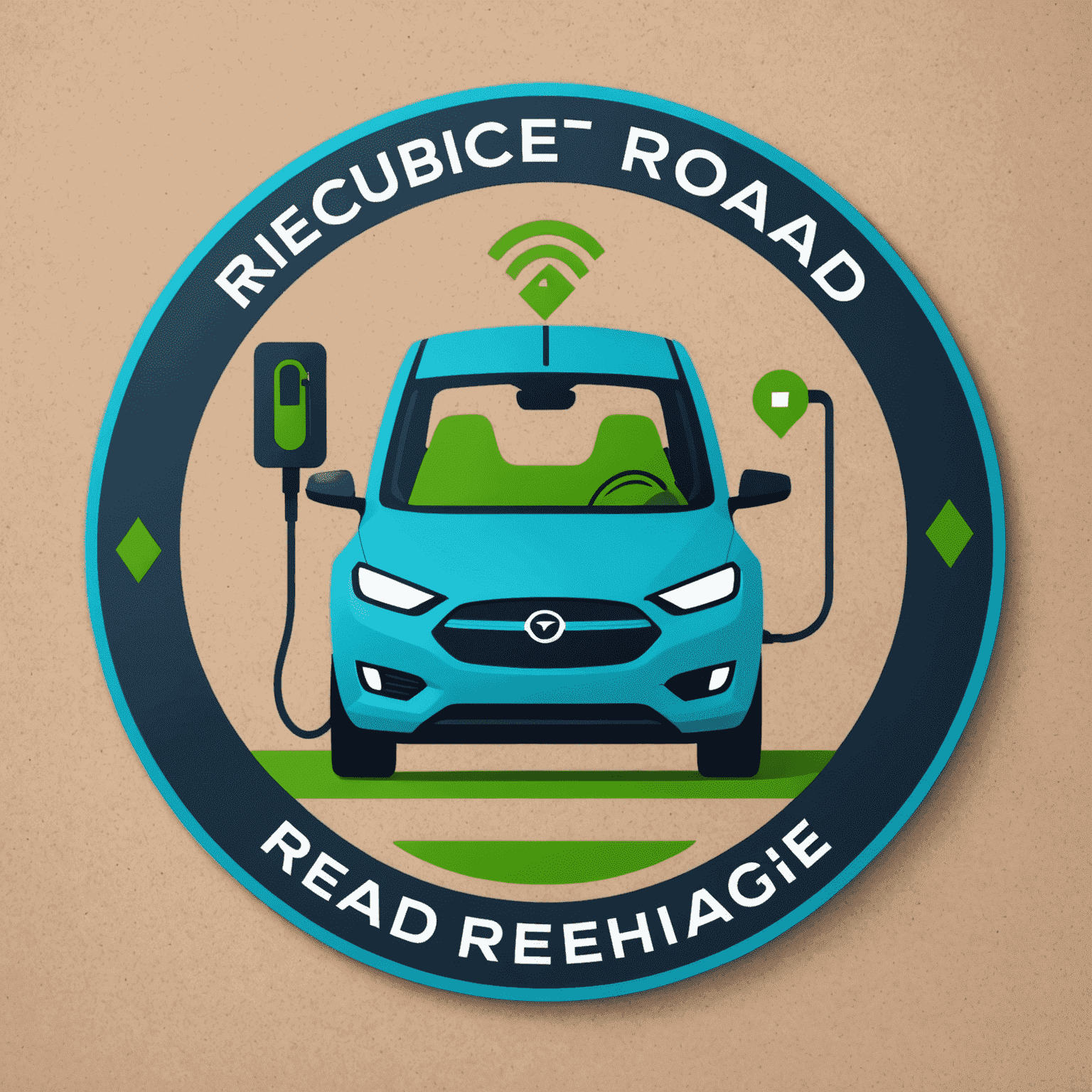 Recharge Road logo - A stylized electric vehicle charging station icon in green and blue